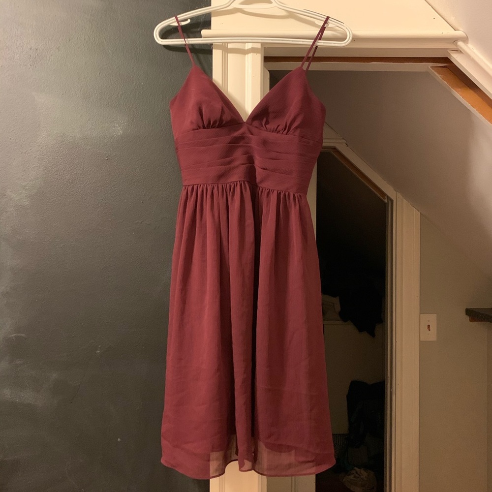 Burgundy Davids bridal short formal dress